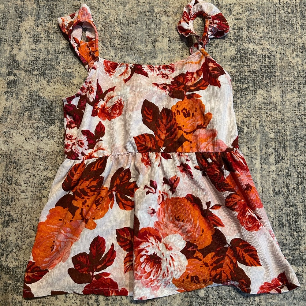 Floral Top with Red and Pink Accents